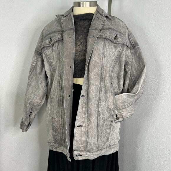 Vintage 90s 80s Gray Acid Wash Denim Jean Jacket - Picture 1 of 10